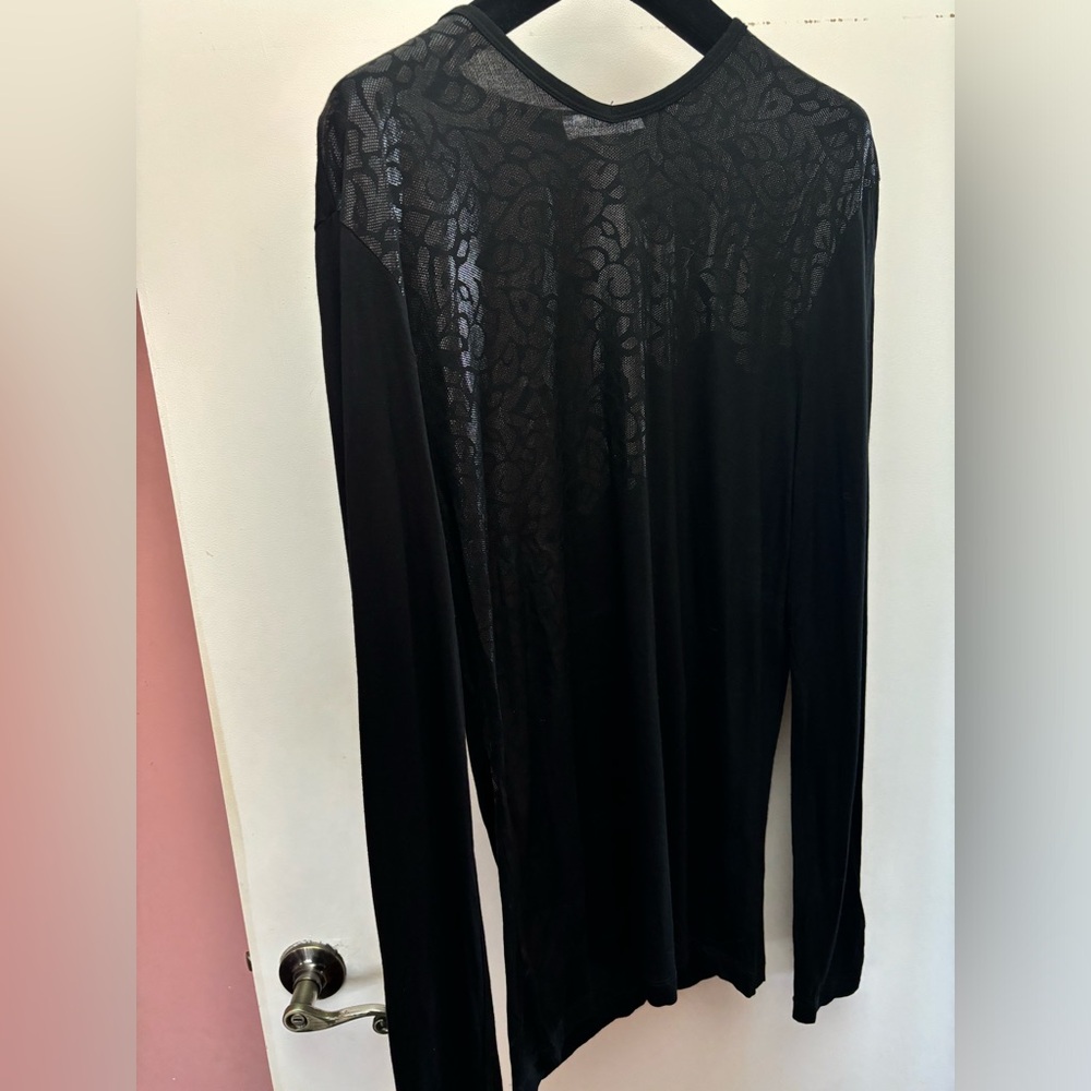 VERSACE Mens large long sleeve sweater black thin soft shiny